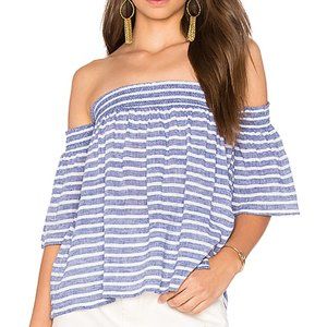 Rails blue & white Striped off the shoulder top